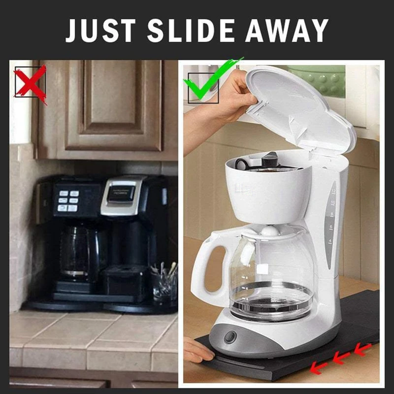 1 Piece Coffee Machine Base Kitchen Appliance Sliding Tray Rolling Tray Black Handy Caddy Plate