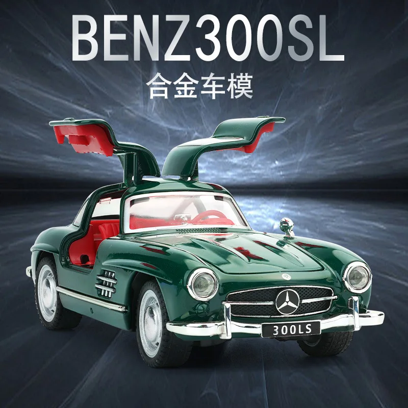 1:32 Mercedes-Benz 300SL Alloy Metal Diecast Classic Car Model Sound Light Children's Toy Collectibles Hobby Birthday Gifts