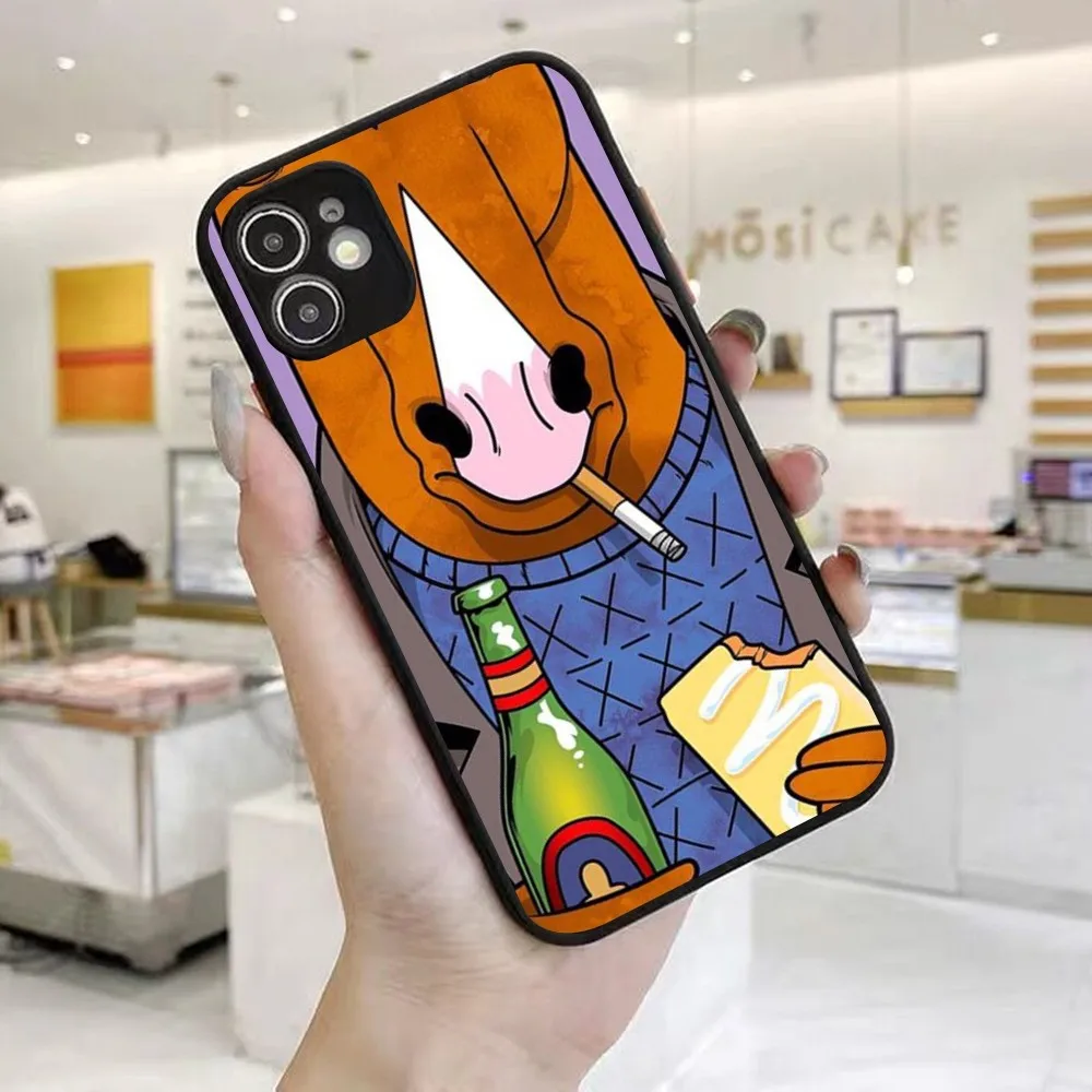 Cartoon B-BoJack Phone Case for iPhone 14 11 12 13 Mini Pro Max 8 7 Plus X XR XS MAX Translucent Matte Cover