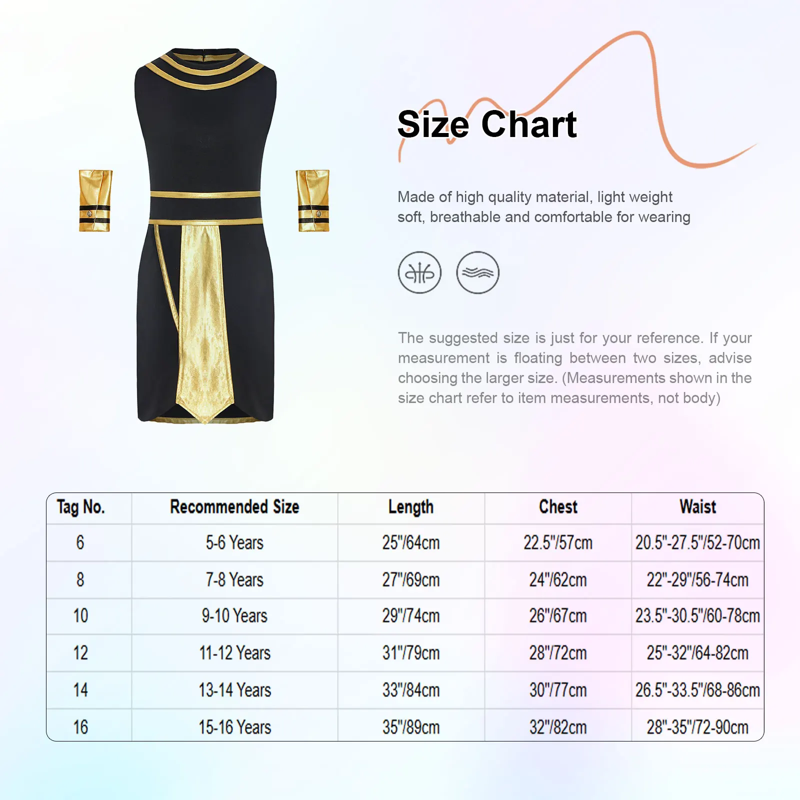 Kids Boys Ancient Egypt King Cleopatra Cosplay Costume Egyptian Pharaoh Role Playing Outfit Cosplay Party Fancy Dress with Cuff