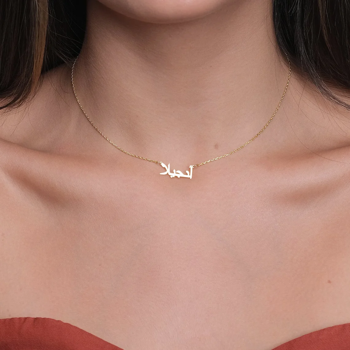 Customized Arabic Name Necklace Personalised Pendant Stainless Steel Jewelry for Women Mama Custom Islamic Eid Christmas Gifts view 3