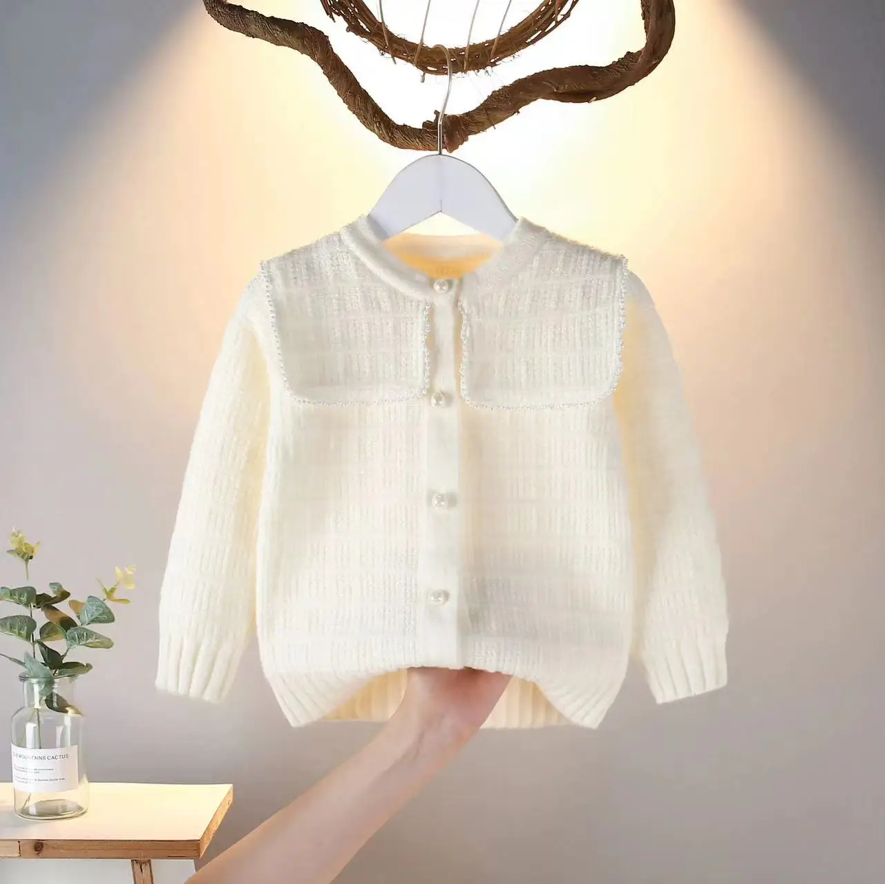Girls' Sweater Cardigan Children's Clothing Spring New Style Kidsren's Stylish Knitwear Baby Spring and Autumn Small Fragrance Style Jacket