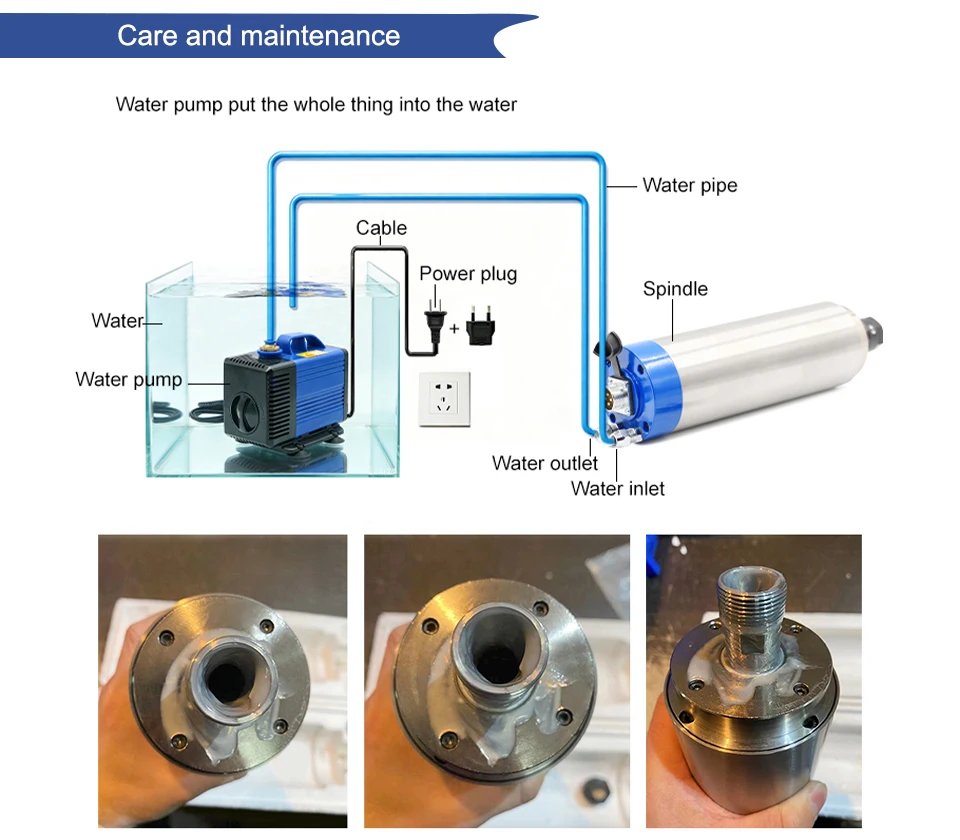 G-Penny 1,5 kW ER11 Wassergekühlter Spindelmotor 65 mm 400 Hz 24.000 U/min 4 Lager CNC-Frässpindel für Holz, Metall, Aluminium-Fräsen – Detail 9