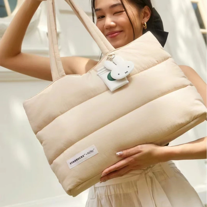 حقيبة حمل Miffy Rabbit Starbucks ذات علامة تجارية مشتركة مع نمط مدرسي، حقيبة مدرسية للكمبيوتر المحمول ذات سعة كبيرة بكتف واحد #3