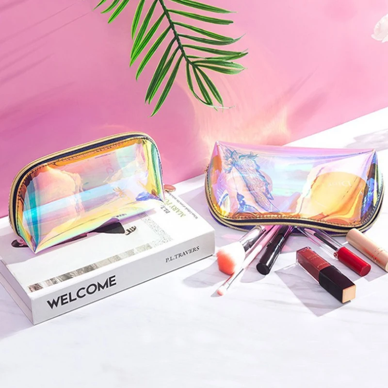 PVC Transparent Cosmetic Bag Women Makeup Storage Clear Organizer Wash Travel Portable Toiletry Multifunction Purse Pouch Bag