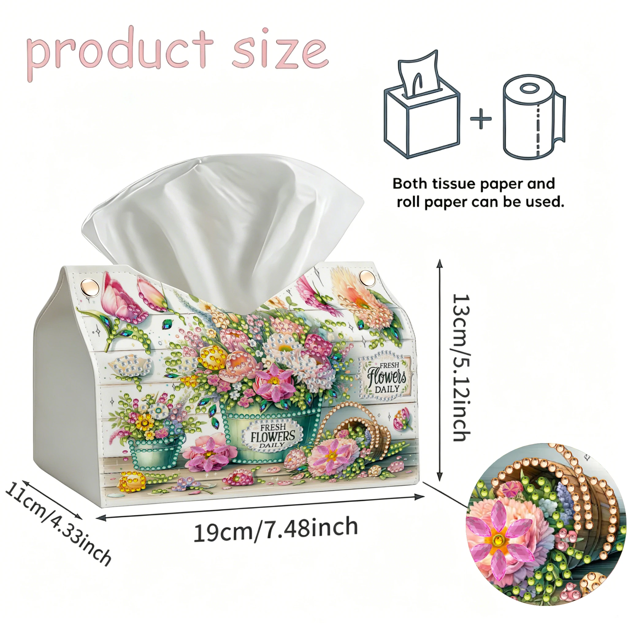 1PC 5D DIY Diamond Painting Kit Animal and Flower Pattern PU Leather Material Home Office Decoration, Creative Holiday Gifts