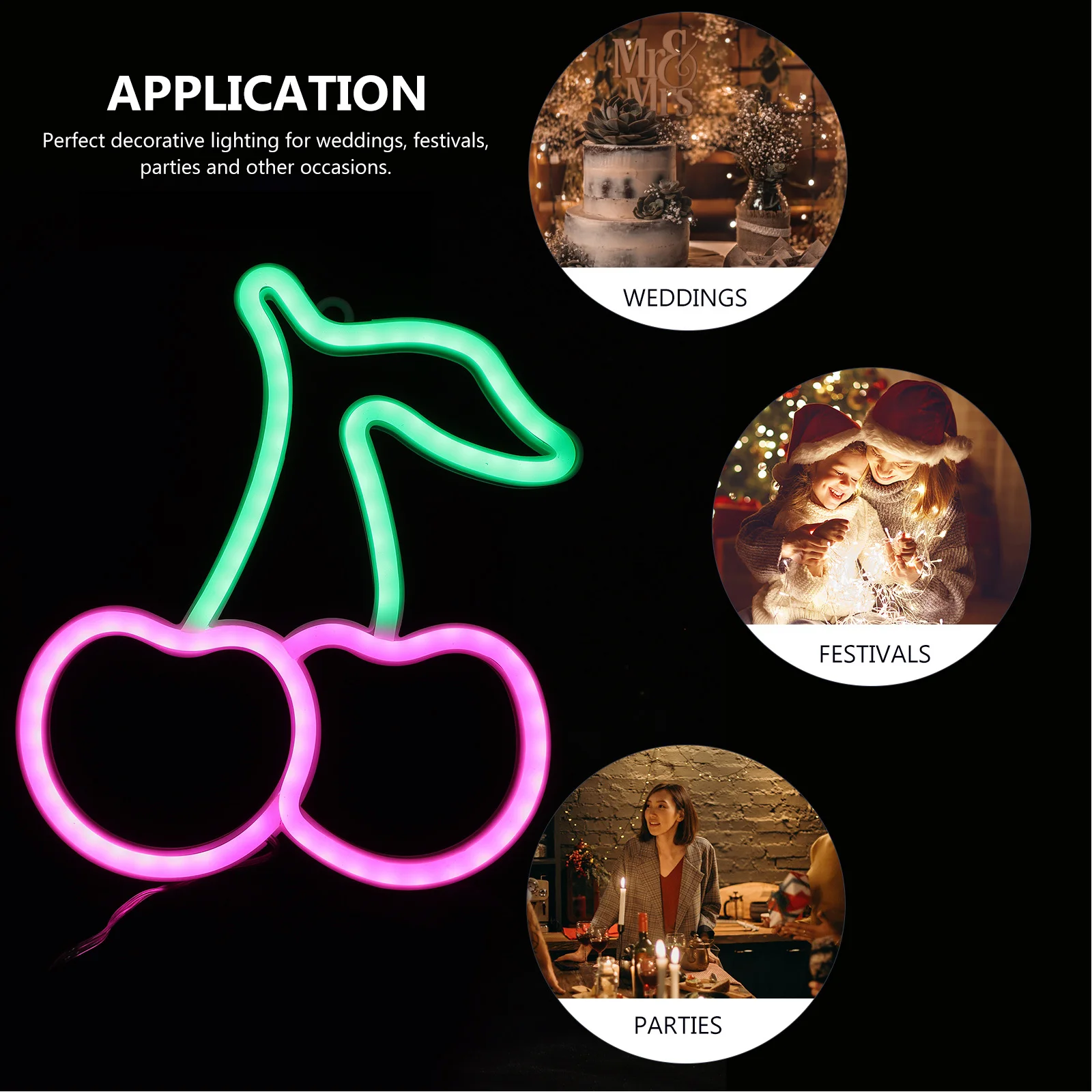 

Светодиодная неоновая лампа в форме вишни, компактный размер, для декора стен спальни, украшения комнаты, праздничных мероприятий, вечеринок, вишневый светильник