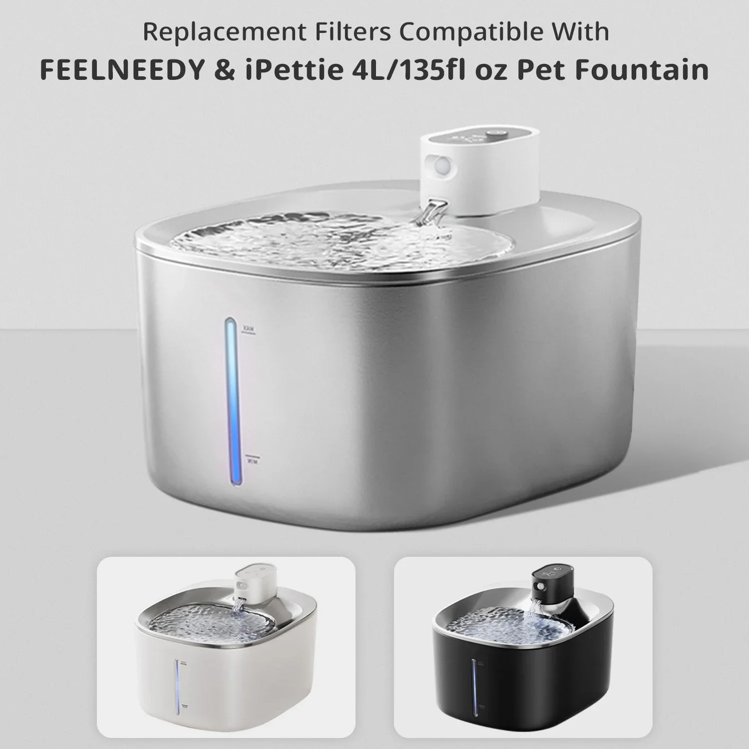12-Pack Cat Water Fountain Filters & Sponges, Long-Lasting Replacement for Clean & Healthy Water for APETDOLA