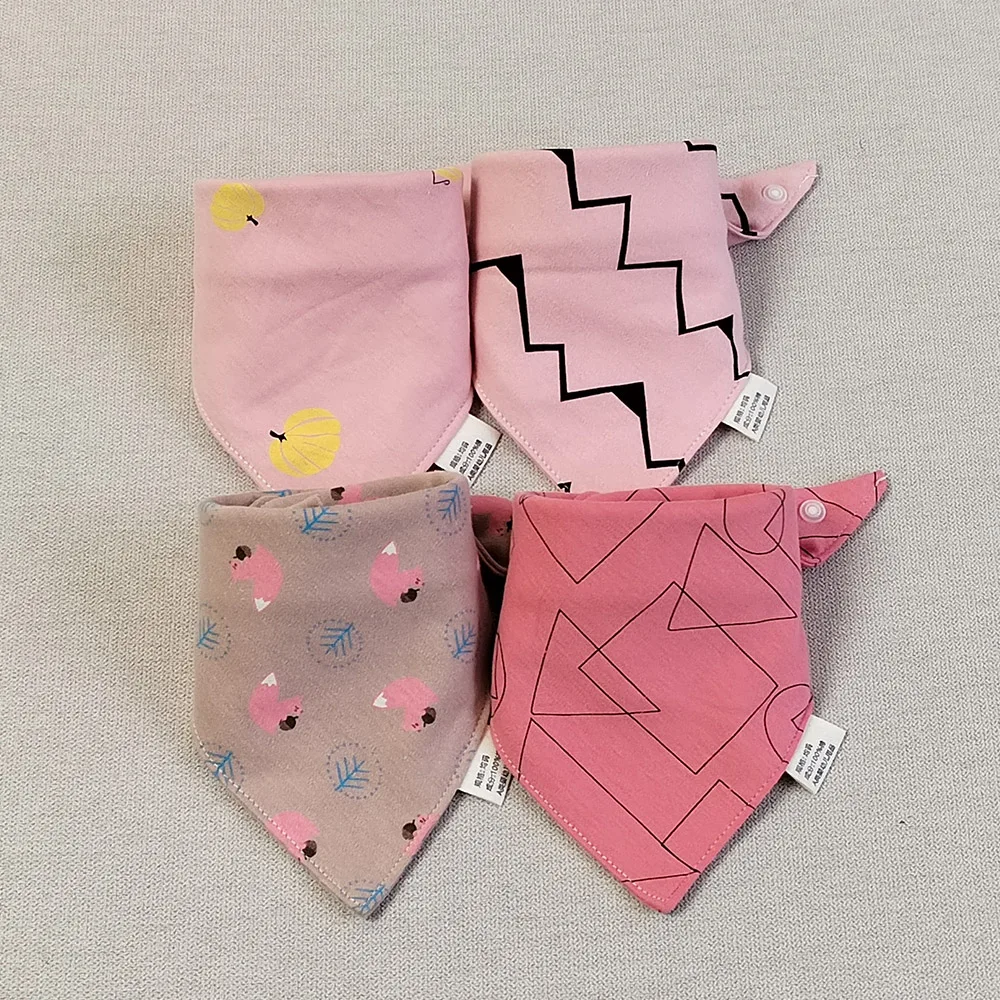 Bavoirs Triangle en Coton pour Bébé Fille, Serviette de Salive, Bandana pour Nouveau-Né, 4 Pièces/Lot