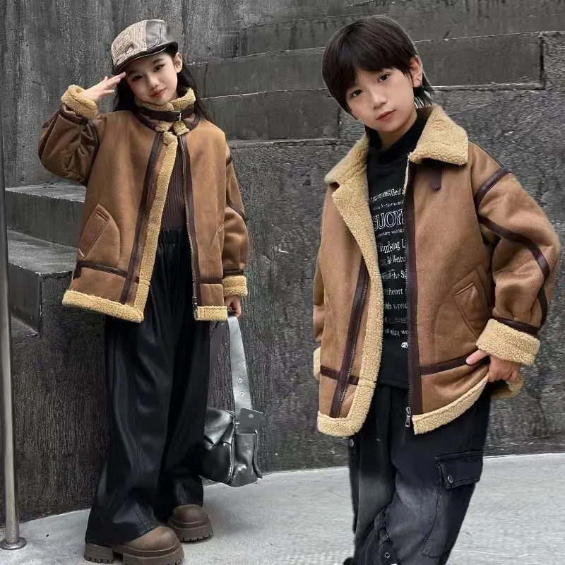 معطف الأولاد مع الصوف في الشتاء، موضة خريف وشتاء الأطفال الجديدة الأنيقة 2025، معطف فردي عصري ومريح #3