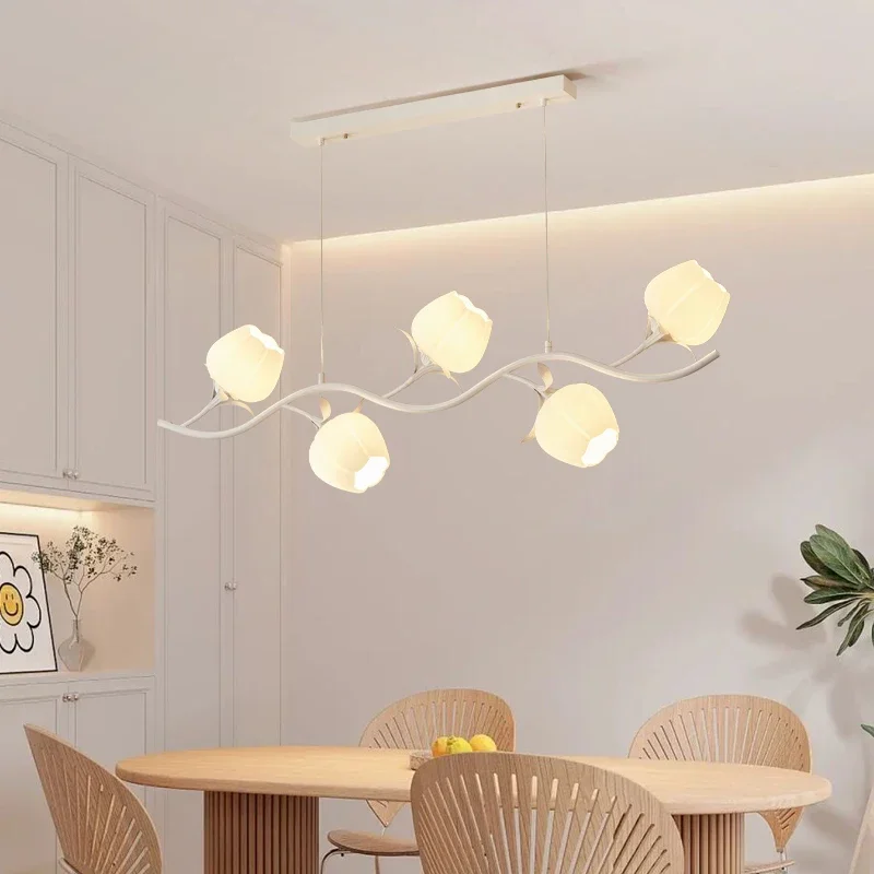 Modern Flower Pendant Lamp Nordic Dining Table Hanging Lamp For Living Room Bedroom Kitchen Decor Creative E27 Flower Chandelier