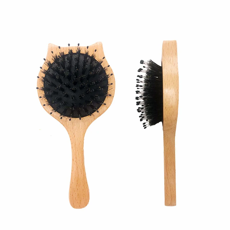 Natural Boar Bristle Hair Brush Bamboo Handle Hair Comb Anti-static Scalp Massage Comb Detangling Hair Brush Styling Tool