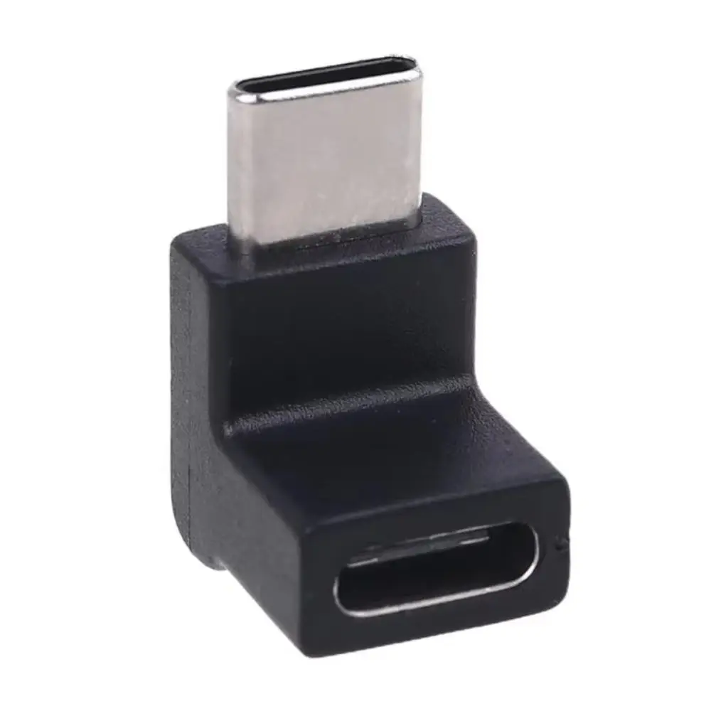 Plastic Type C Adapter Black L Shaped USB C Male to Female Adapter Right Angle Data Transfer 90 Degree USB C Connector for Phone