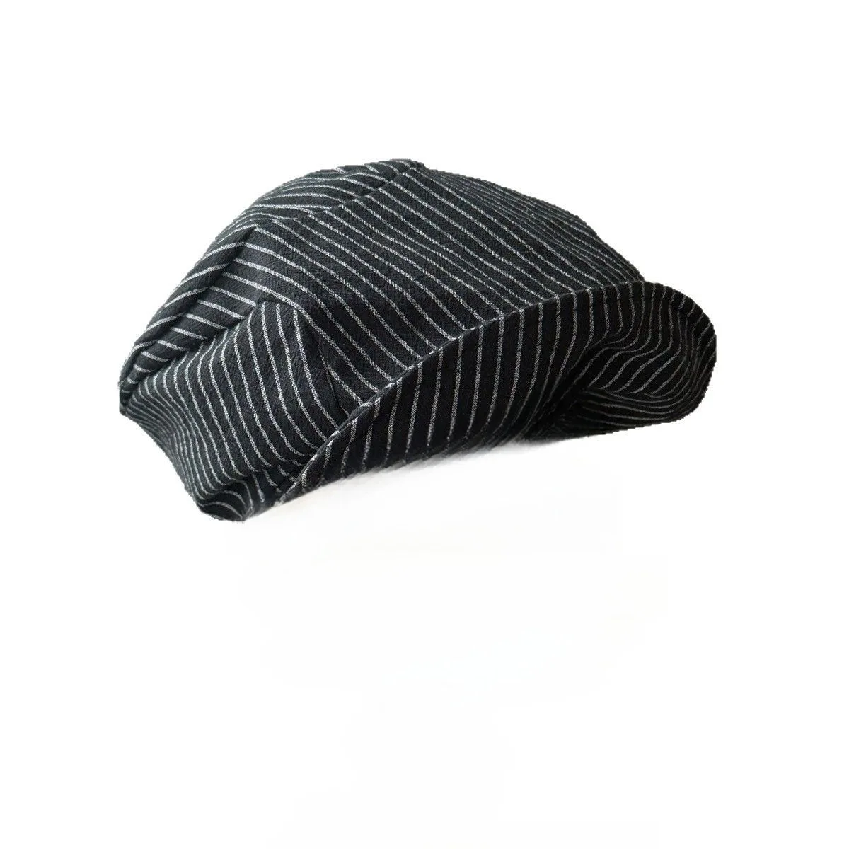 Japanese Retro Black Striped Cloud Beret Hats For WomenSpring Summer Big Head Soft Brim Literary Sunshade Octagonal Newsboy Cap