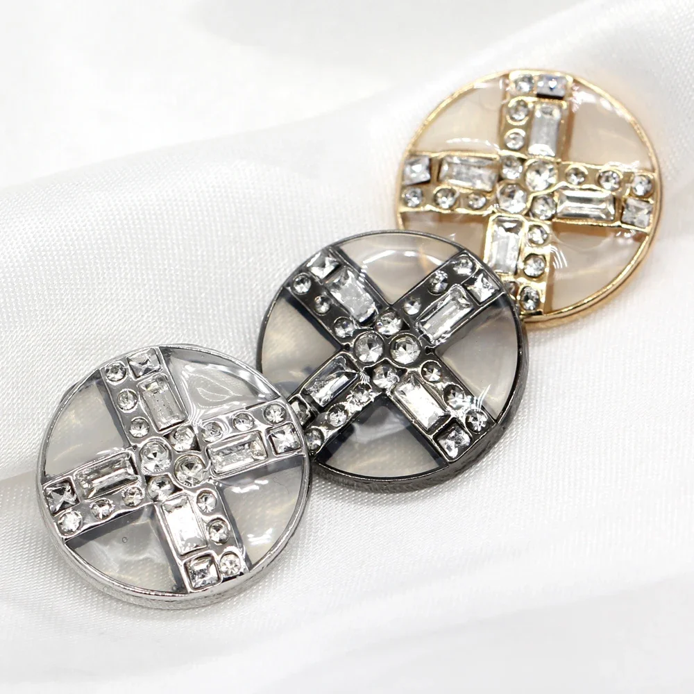 HENGC 18/20/23mm Cross-shaped Gold Metal Buttons for Clothing Antique Coat Suit Cardigan Dress DIY Crafts Sewing Accessories