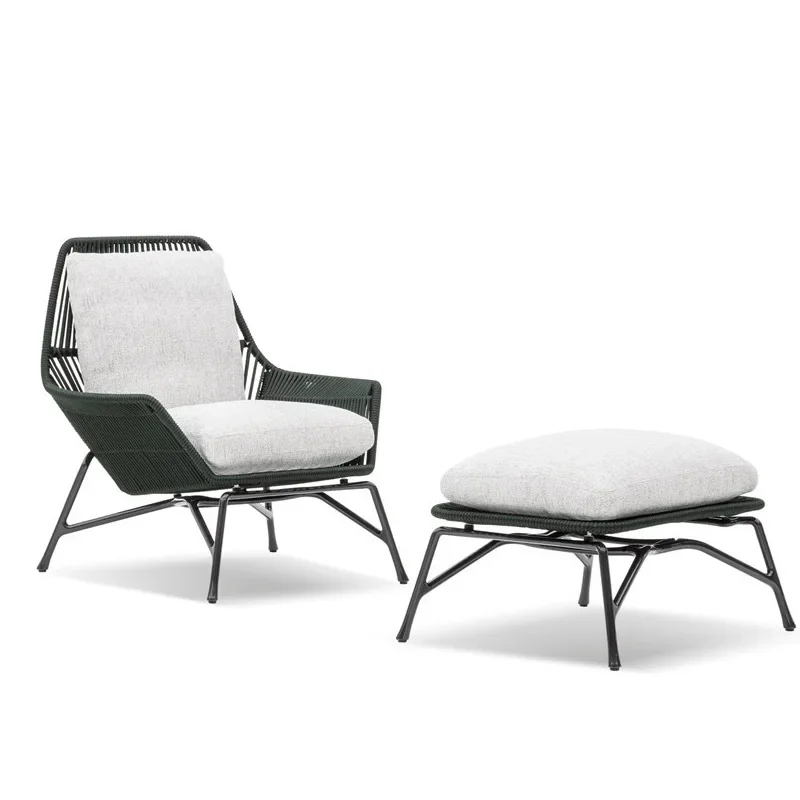 Outdoor  Single Sofa Sunscreen Waterproof Courtyard Villa Open-air Garden Balcony Rattan Coffee Table Living Room Combination