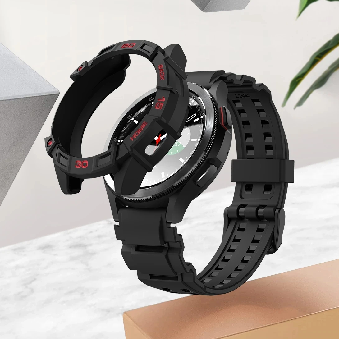 SIKAI 2022 New Case For Samsung Galaxy Watch 4 Classic 46mm TPU Shell Protector Cover Bumper Band Strap for Samsung Smart Watch