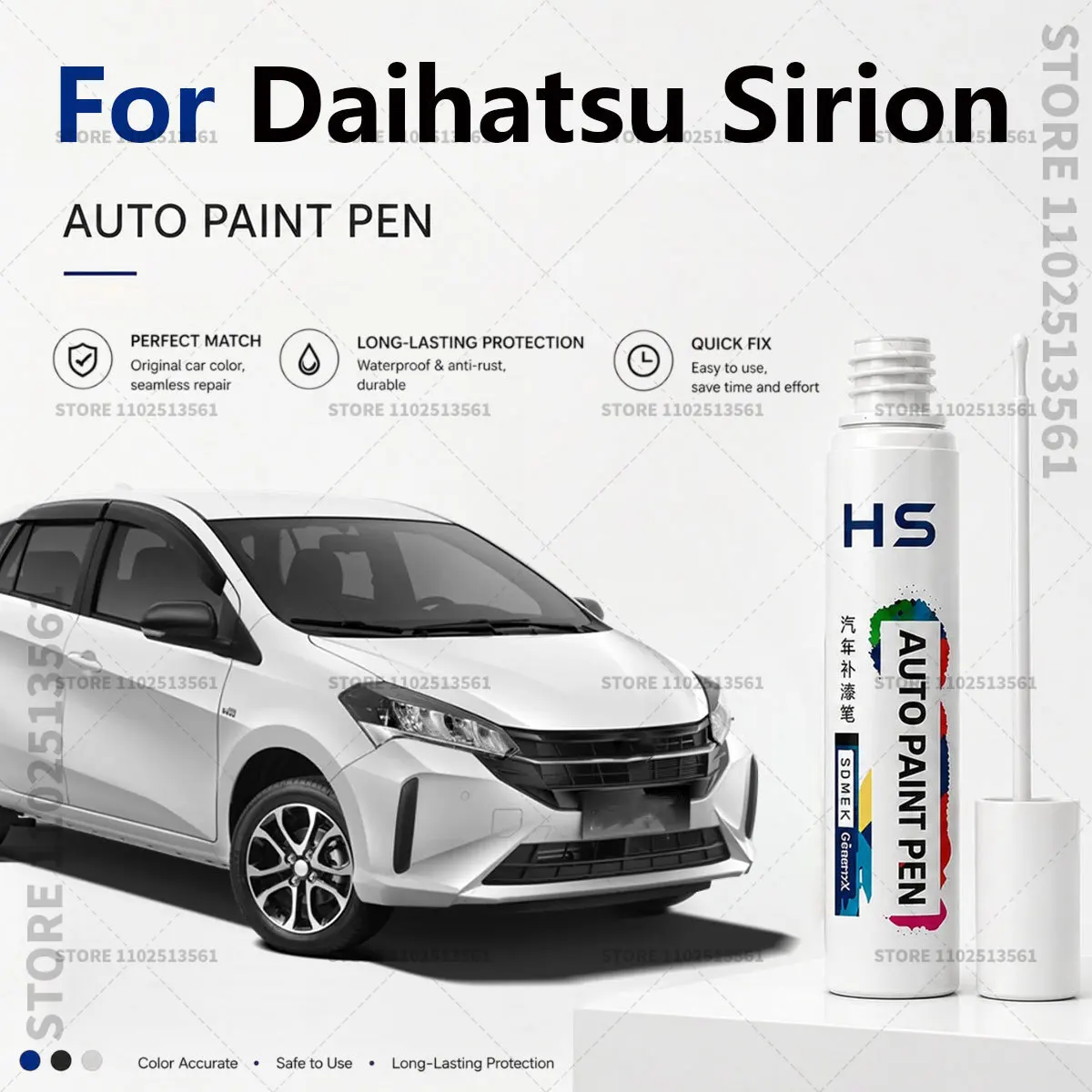 For 2004-2016 Daihatsu Sirion Touch Up Paint Pen – Quick Car Scratch Repair for Chips & Minor Scratches Silver White Red Blue