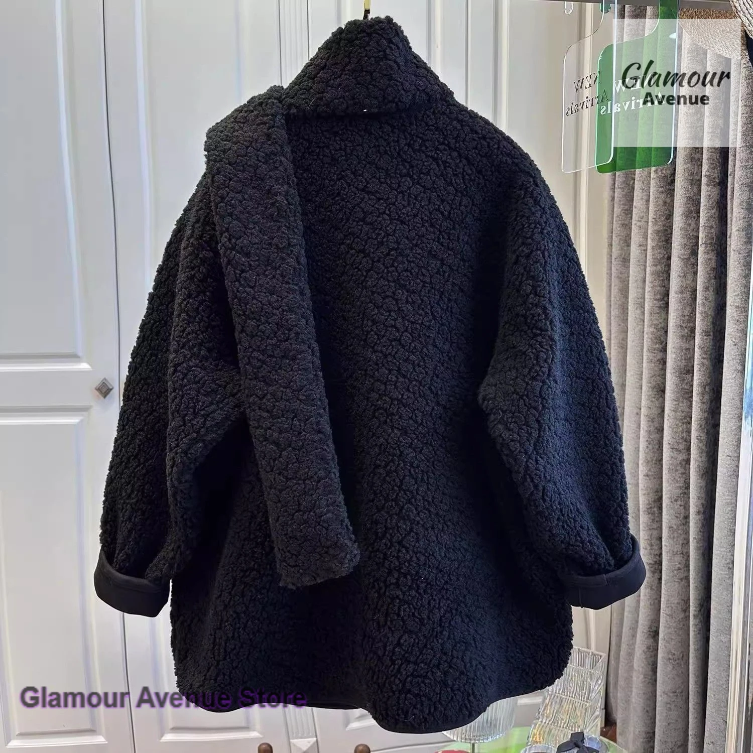 معطف صوف امبسوول على الطراز الكوري للنساء للخريف والشتاء سترة عصرية جديدة بقلنسوة فضفاضة معطف جوكر مريح سميك مقاس كبير. #5