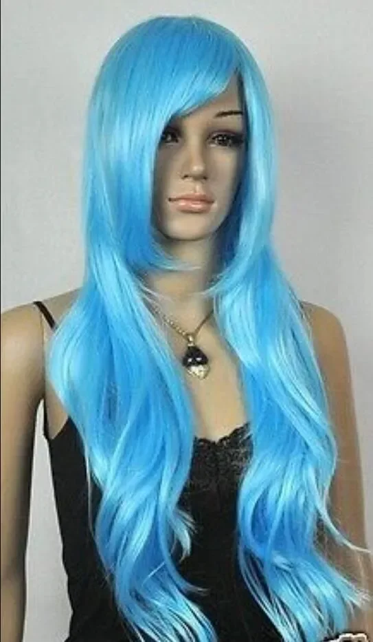 WIG  Hot Sell New Fashion Sexy Long Light Blue Wavy Women's Lady's Hair Wig Wigs