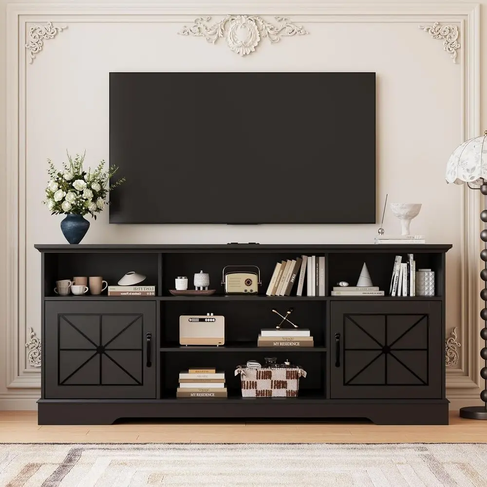 

Up to 65 TV Stand, 59 Wide Entertainment Center with Storage, Adjustable Shelves, Power Outlet for Living or Bedroom