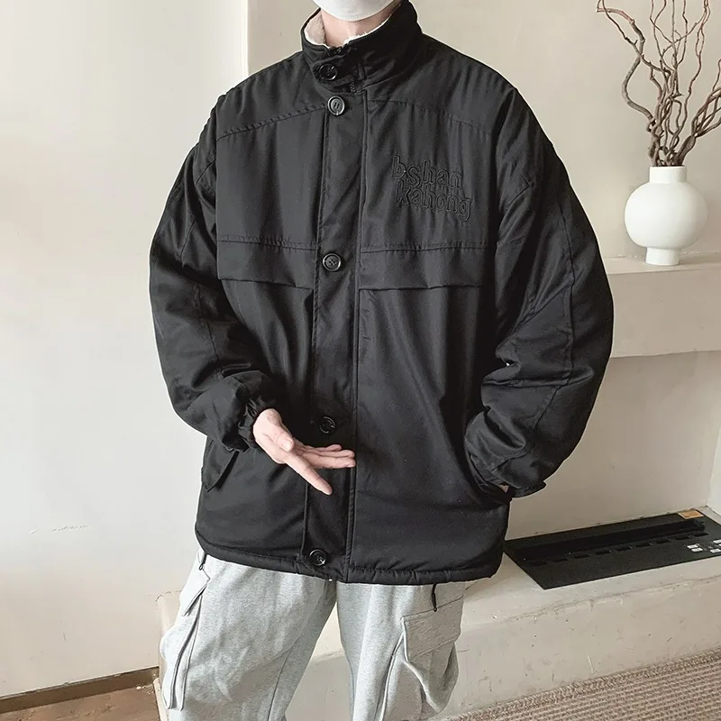 Bla American Sle Thiened معطف شتوي من القطن Jaet للرجال مبطن بفرو الضأن معطف داخلي طويل Sve #4