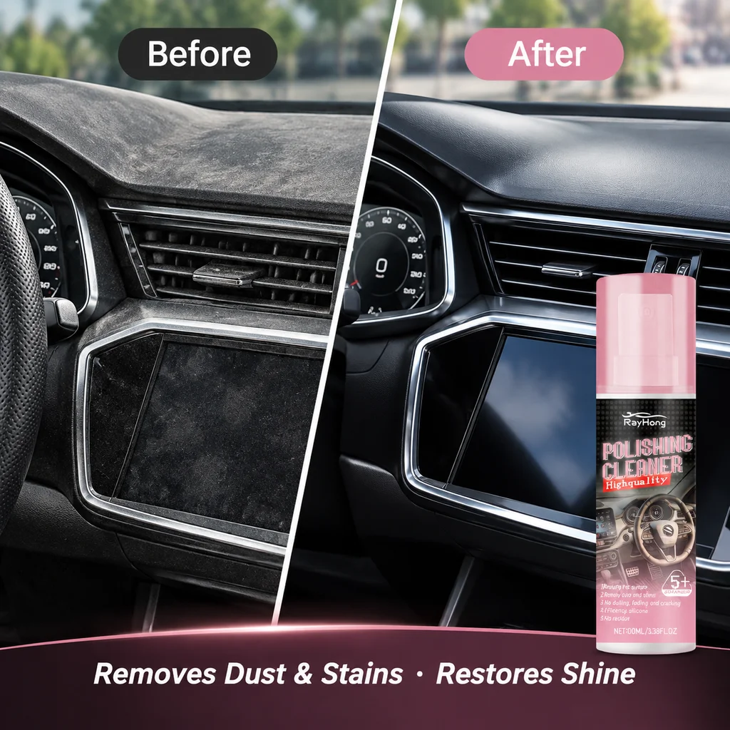 Car Interior Polish Cleaner For Auto Dashboard Plastic Leather Refurbish Detailing Remove Stains, Auto Beauty Restorer Spray