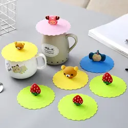 1PC New Cartoon Cute Silicone Cup Cover Heat-Resistant Dustproof Tea Lids High Quality Leakproof Proof Lid Cup Cup Accessories