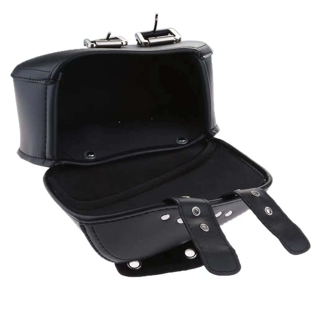 Motorcycle Saddle Bags Two Black Leather Panniers PU Leather