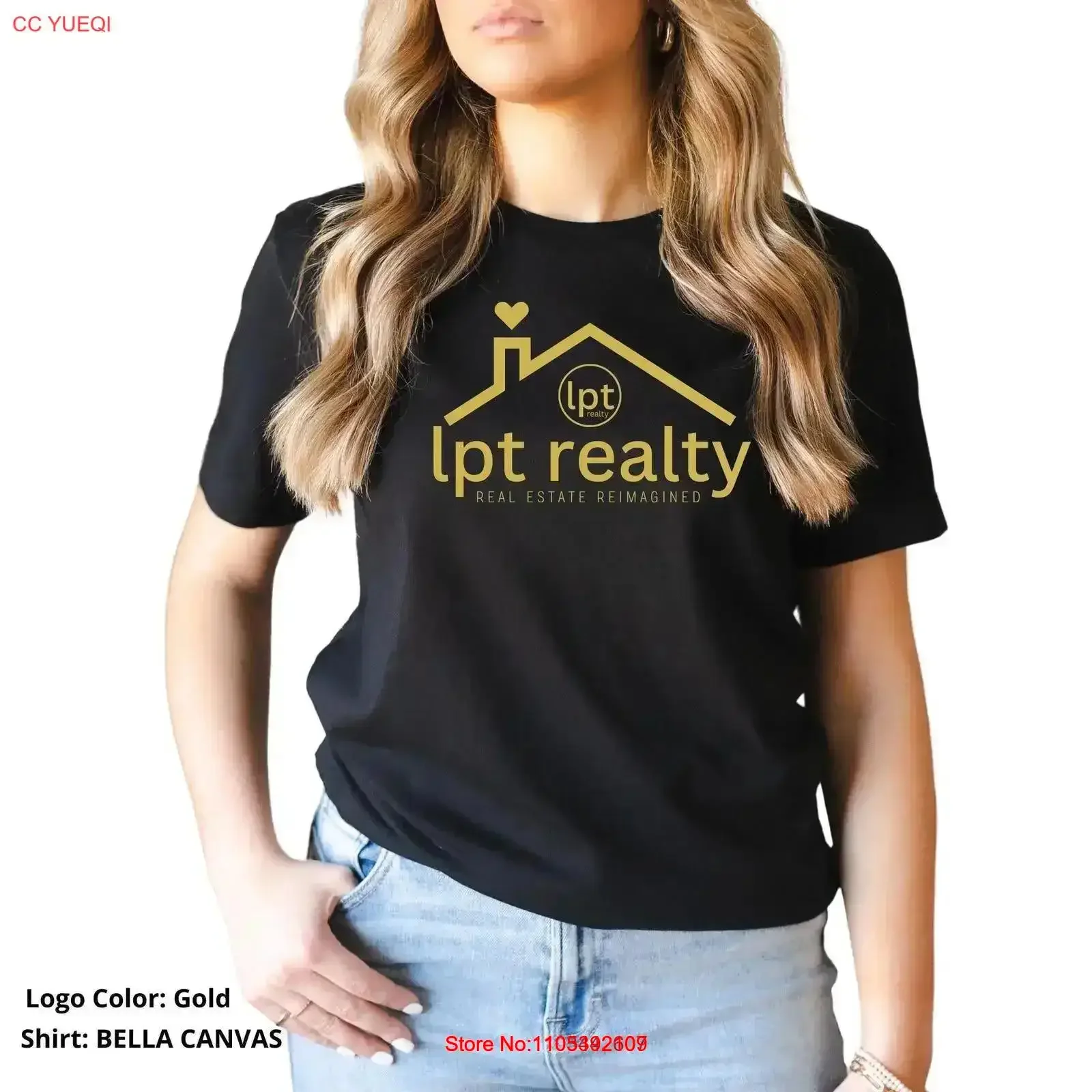 Camiseta LPT Realty Roof Heart, Logotipo de Vinilo para Marketing Inmobiliario, Bella Canvas, Estilo Vintage Lavado, Ropa de Diseñador, Elegante