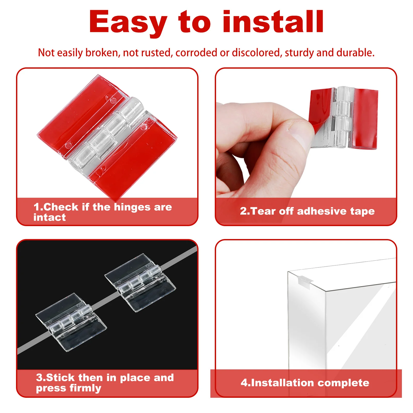 10/20Pcs Folding Hinges Acrylic Transparent Hinges Self adhesive Hinge Plastic Hinges Boxes Clear Adhesive Hinges Foldable Hinge