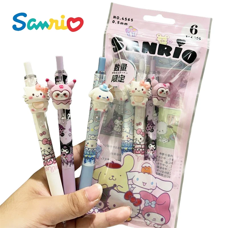 Anime Sanrio My Melody Cinnamoroll Kuromi Bagged Press Gel Pen Cartoon Cute Pendant Student Brush Question Black Carbon Pen Gift