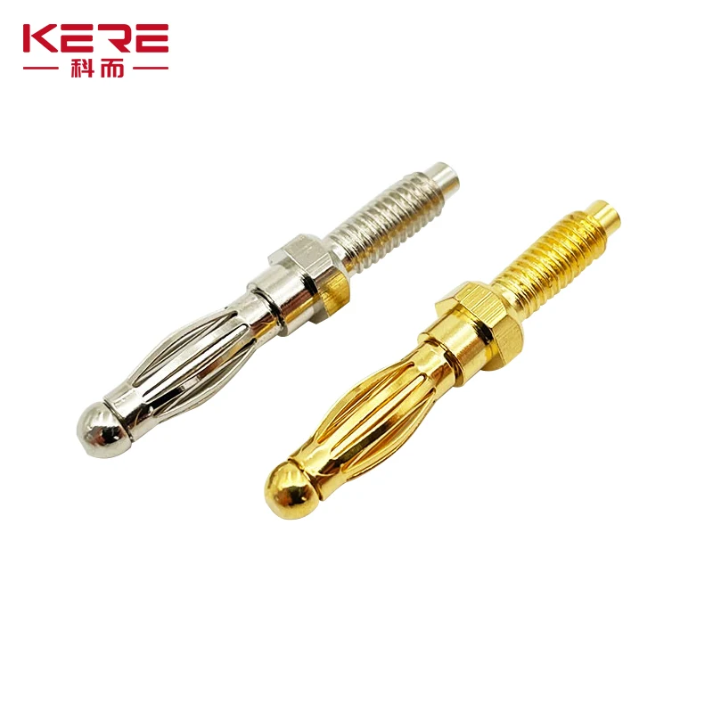 KERE 20Pcs/Uninsulated Banana Plug 4mm Thread Bolt Fitted for M4Panel Installation Screw Connector Copper Nickel Plating