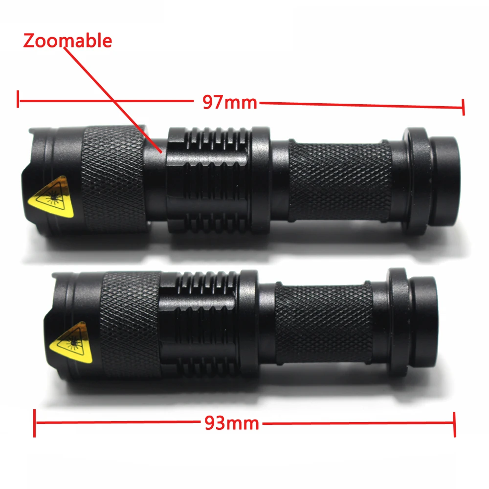 Portable Mini Spot Lamp 1Mode zoom UV LED Flashlight /Green/Red /White Zoomable Tactical Torch Lamp For Fishing hunting