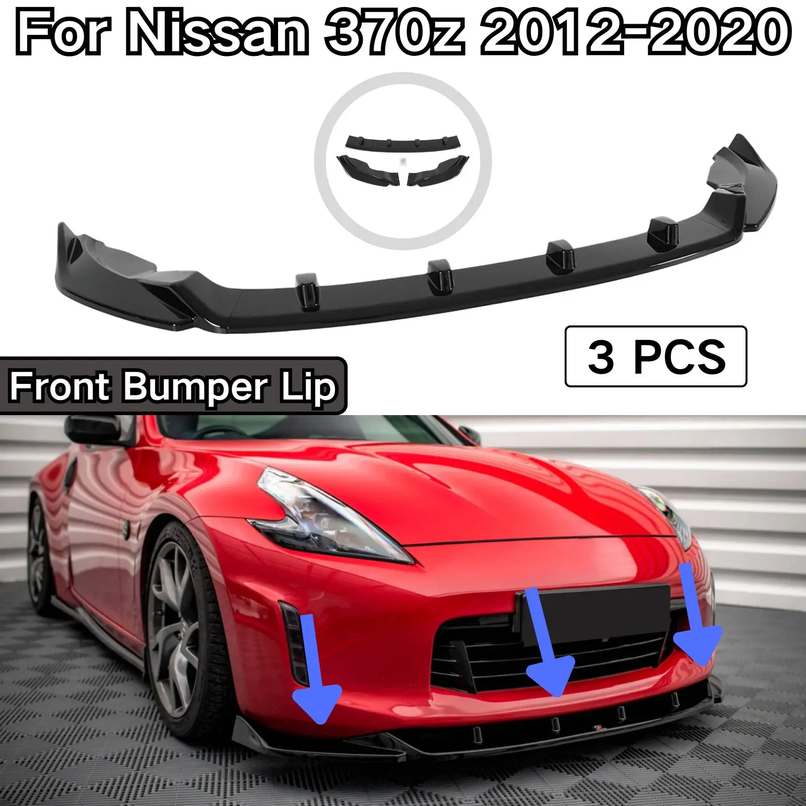Para Nissan 370z 2012-2020, Labio de Parachoques Delantero en Negro Mate, Negro Brillante, Fibra de Carbono Pintada, Accesorios para Auto, Spoiler, Kit de Carrocería