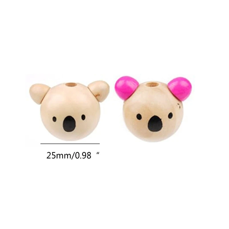 Pack of 10 DIY Craft Accessories Wooden Beads with Cute Animal Heads Mix Colorful Beads for Jewelry Making Accessories