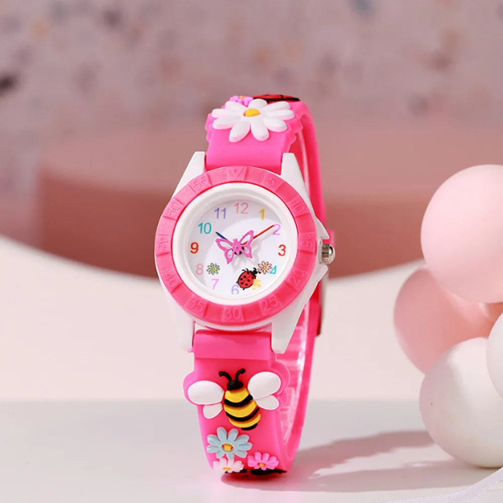 New Cartoon Cute Butterfly Watch for Girl Lovely Quartz Watches Casual Sport Outdoor 3D Silicone Strap Girls Clock Gift