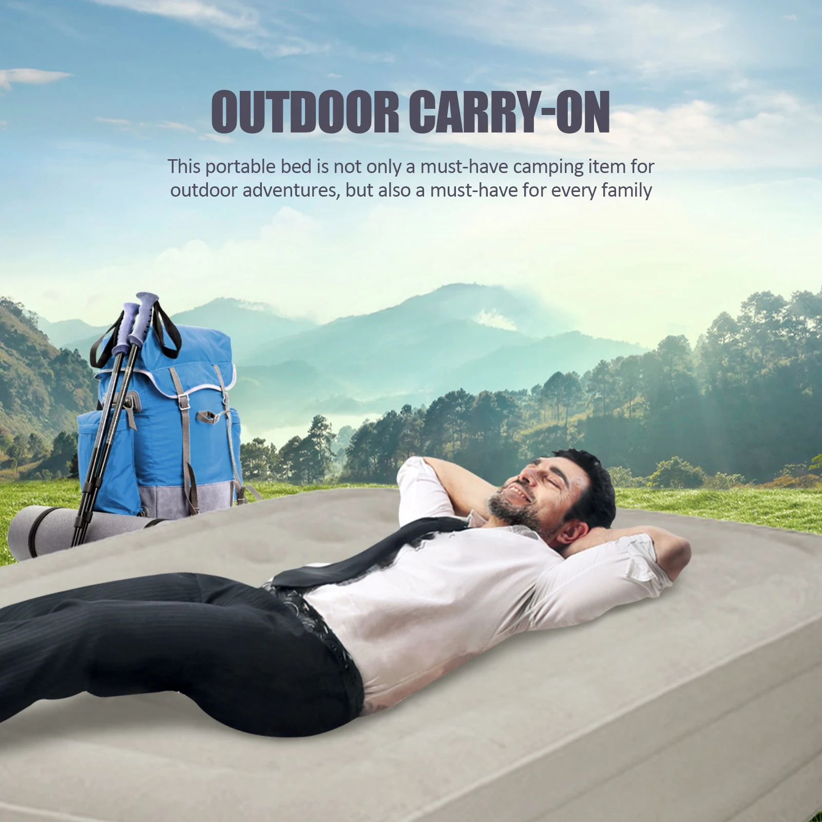 تفجير فراش التضخم السريع الانكماش مخيم فراش وسادة الملكة حجم فراش ، الراحة تفجير سرير هوائي للسفر المنزلي والتخييم