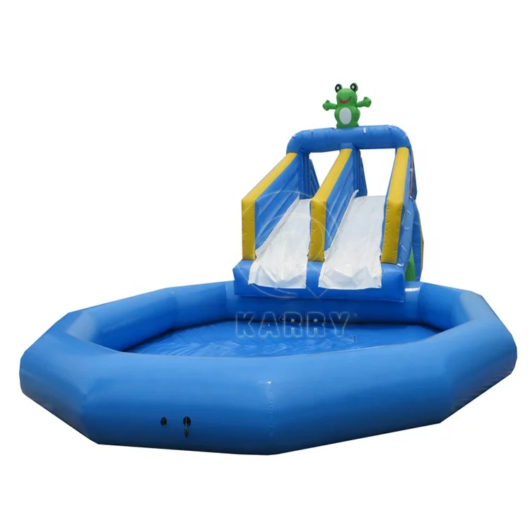 

New Design 0.9mm PVC Durable Inflatable Water Slide With Big Swimming Pool For Children