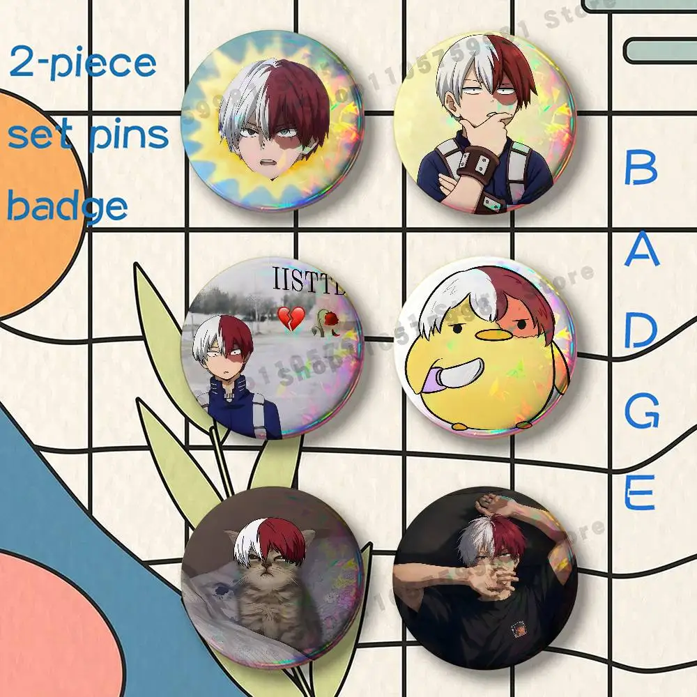 S-Shoto T-Todoroki Natural Airhead Brooches for Backpack Accessories 25 32 44 58 75mm Round 2-piece set Free Mix