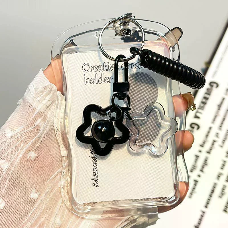 Clear Visibility Material Card Holder Keychain Photo Sleeves Bus with Clear Visibility Material