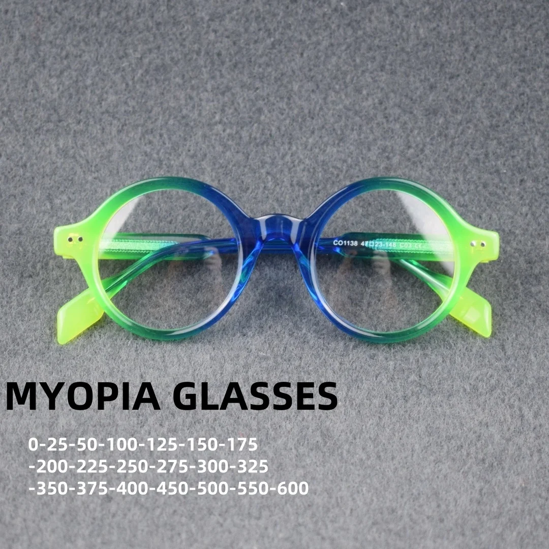 

Acetate Myopia Glasses Frame Men Prescription Eyeglasses Women Optics Retro Luxury Eyewear -0.250 to -6.0