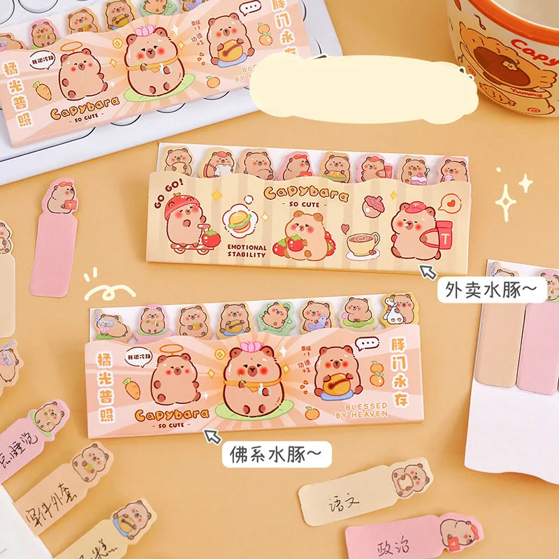 Imagem -02 - Kawaii Capybara Sticky Notes Urso Bonito Etiqueta n Times Papelaria Bloco de Notas Post Bookmark Escritório Material Escolar 36 Pcs Lote