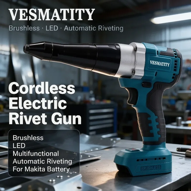 Cordless Brushless Electric Rivet Gun Multifunctional Automatic Riveting Rivet Nut Gun Handheld Power Tool For Makita Battery