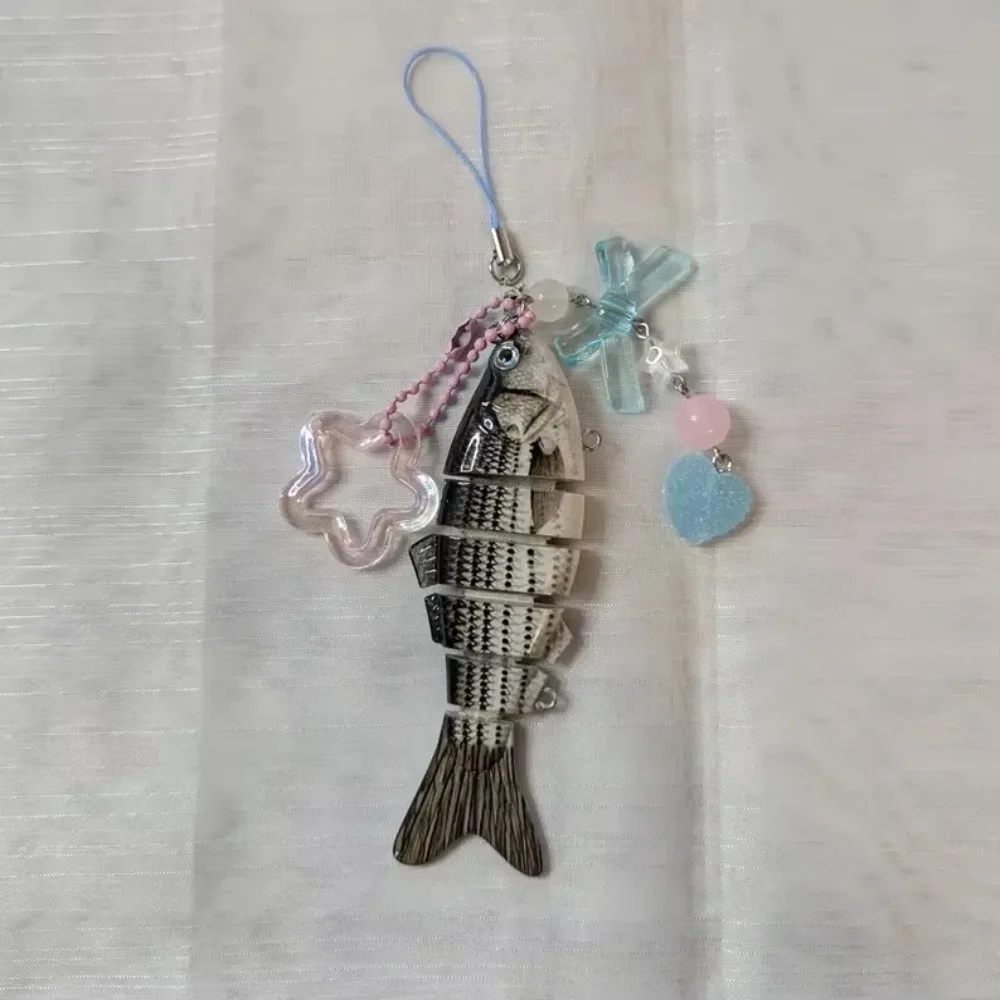 Acrylic Handmade Fish Keychain Simulated Handcrafted Vintage Fish Star Pendant Pentagram Exquisite Fish Phone Lanyard