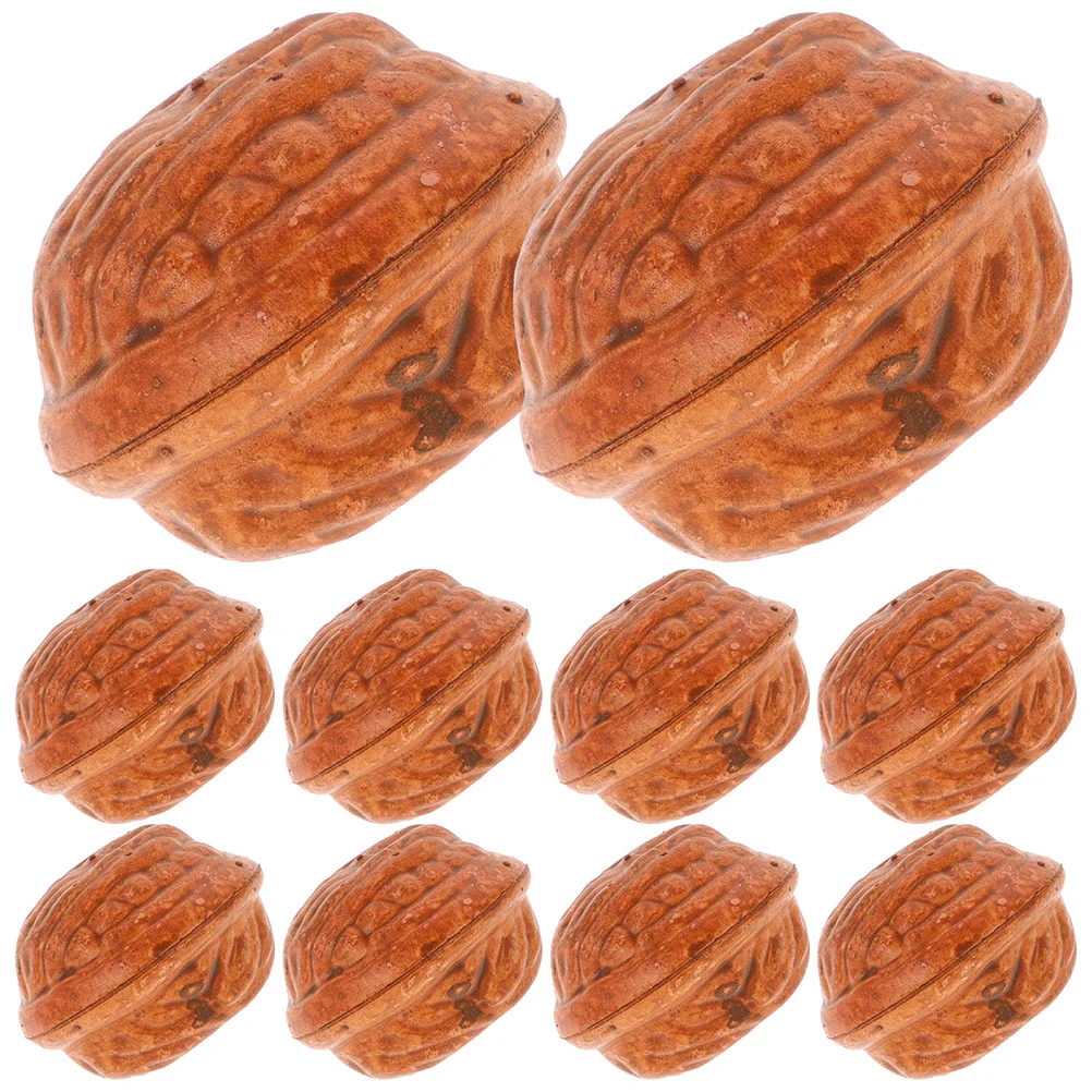 50 Pcs Artificial Walnut Nuts Model Display Faux Dried Fruit Home Faux Nut Modelations Fake Plastic Shelled Lifelike for