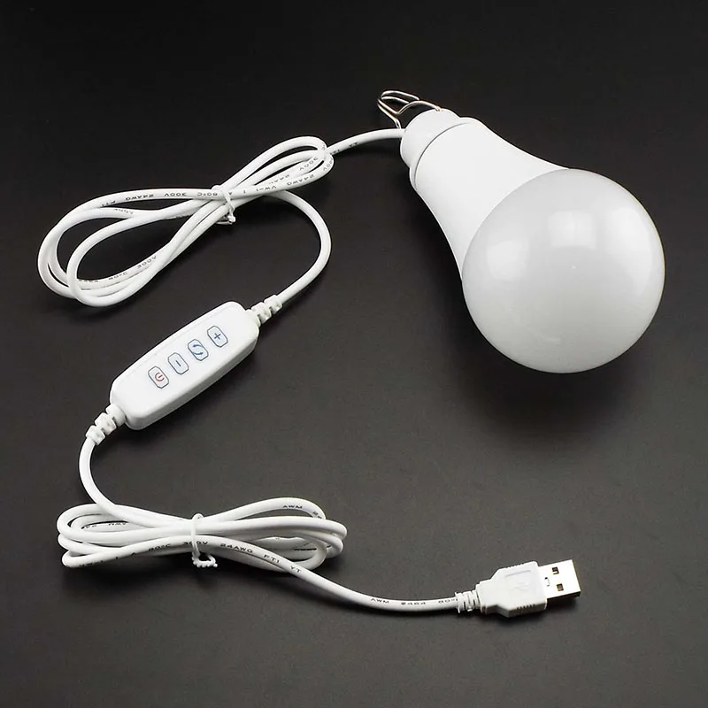 Bombilla LED USB para lectura nocturna, lámpara portátil para exteriores, Camping, hogar, ahorro de energía, 5V, atenuación