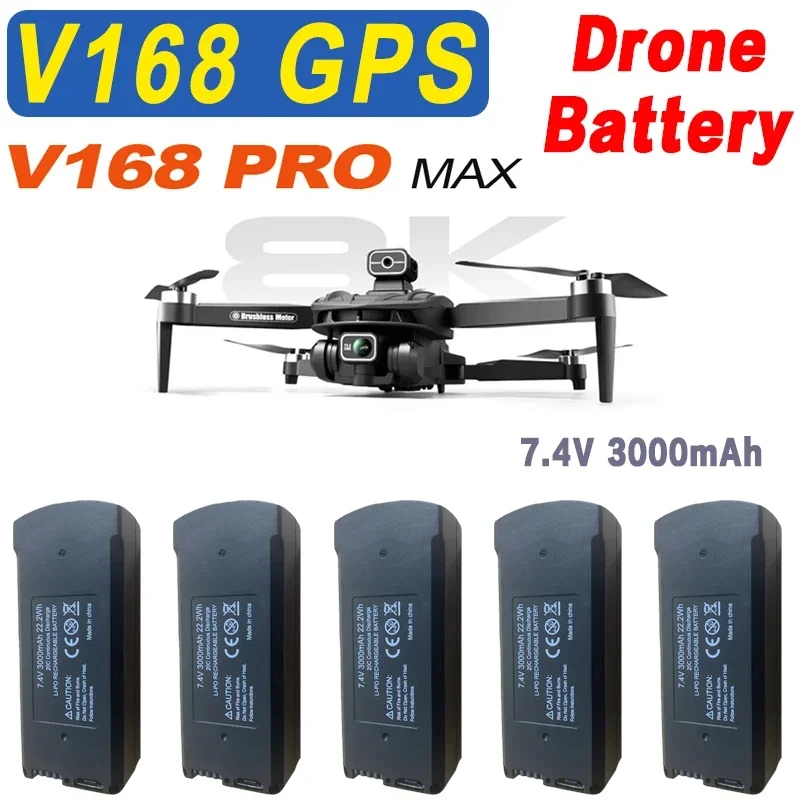 

Оригинальный аккумулятор 7,4 В 3000 мАч для V168 8K GPS Drone/RC Quadcopter V168 Pro Max, запасной аккумулятор для дрона, запчасти для дрона, аксессуары