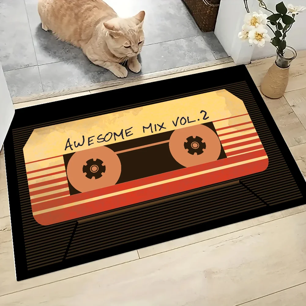 Vintage Cassette Music Tape Floor Mat Graphic Printed Flannel Doormats for Bathroom Kitchen Entrance Carpet Home Decor