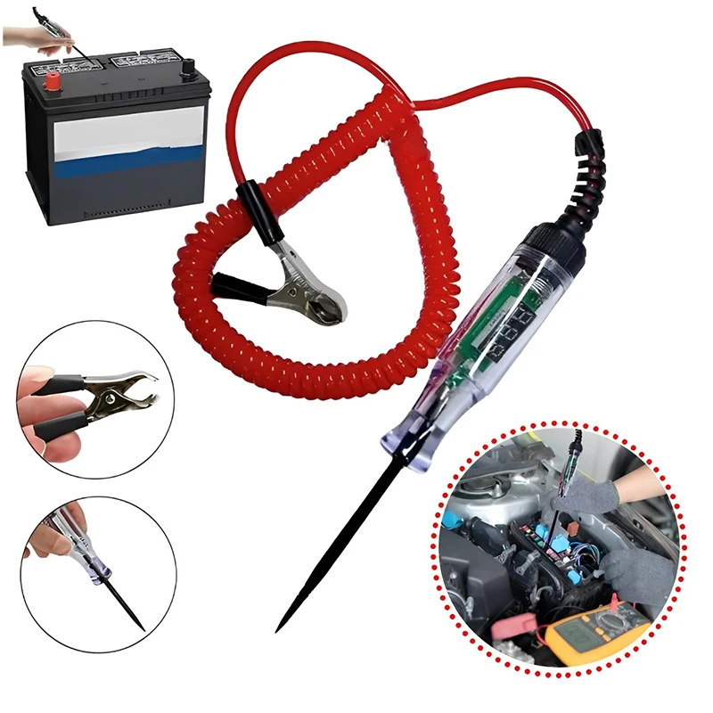 Portable Car Circuit Tester ABS Insulated Handle Digital Test Lamp Circuit Troubleshooting Pen Break Free Repair Tool